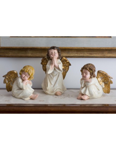 Angeli Patinati Colorati e Oro in Ceramica