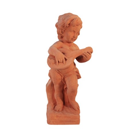 Putto Musicante con Mandolino in Terracotta