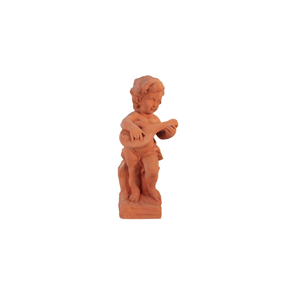 Playing Putto with Mandolin in Terracotta