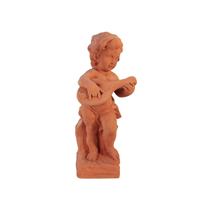 Playing Putto with Mandolin in Terracotta