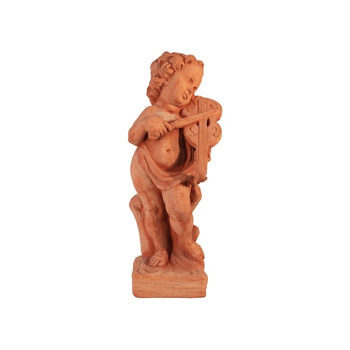 Musician Putto with Violin in Terracotta