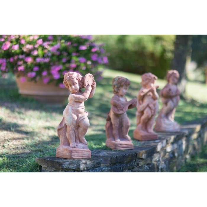 Musician Putto with Violin in Terracotta