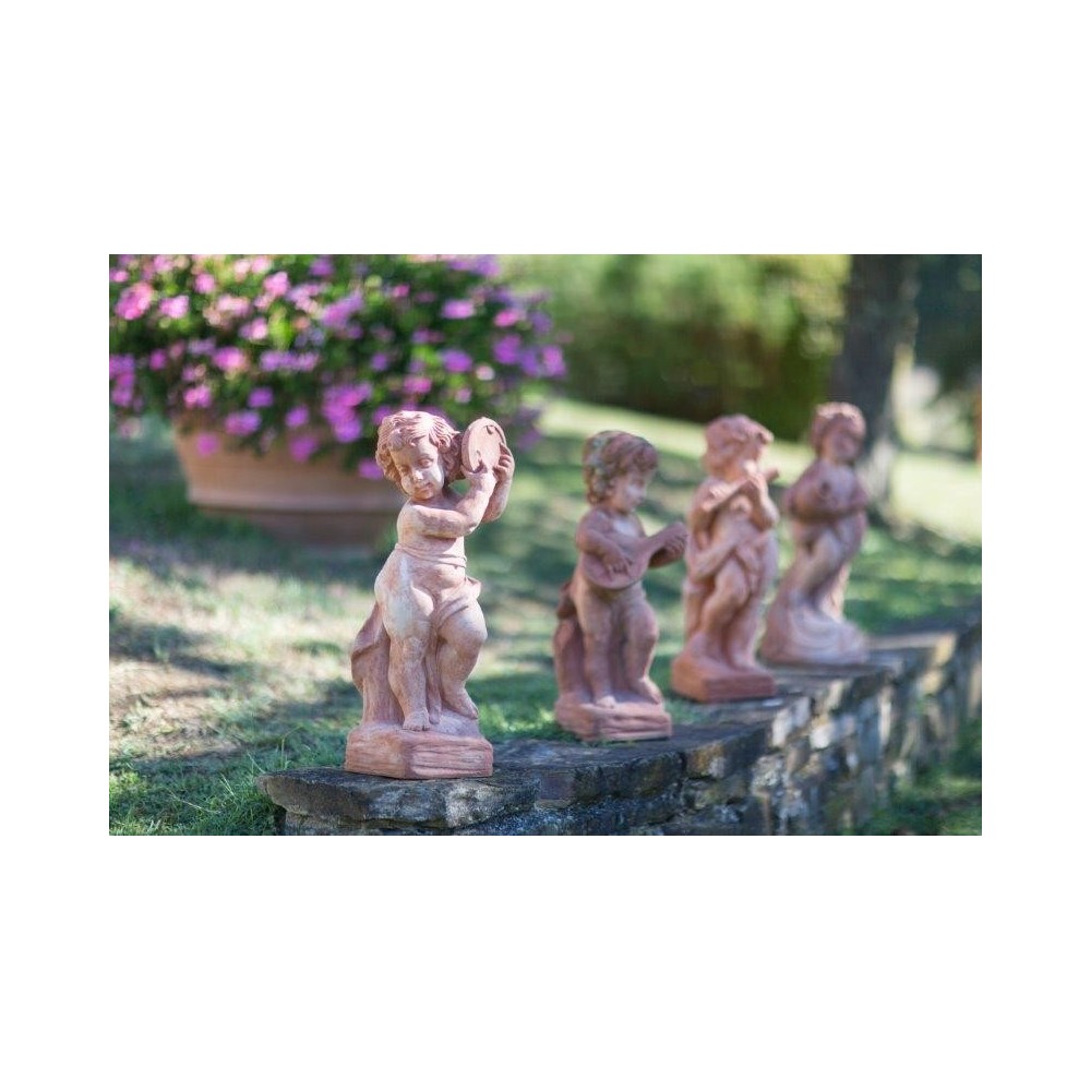 Putto Musicante con Flauto in Terracotta