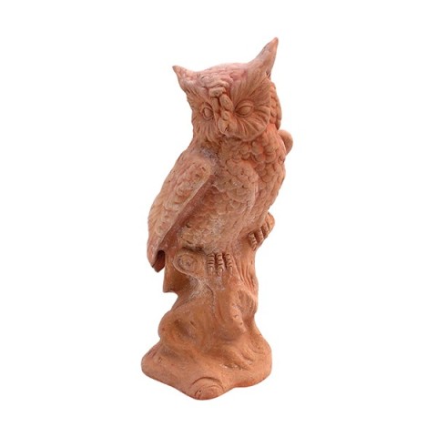 Gufo sul Tronco in Terracotta