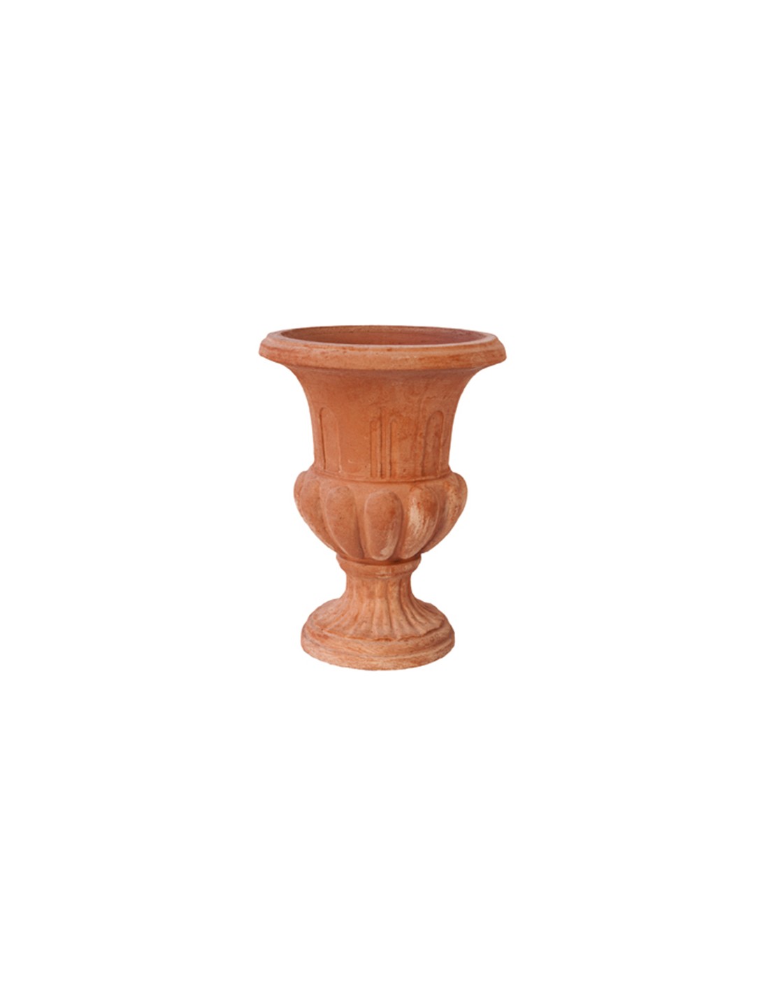 Vaso a calice in terracotta interamente fatto a mano, shop online.