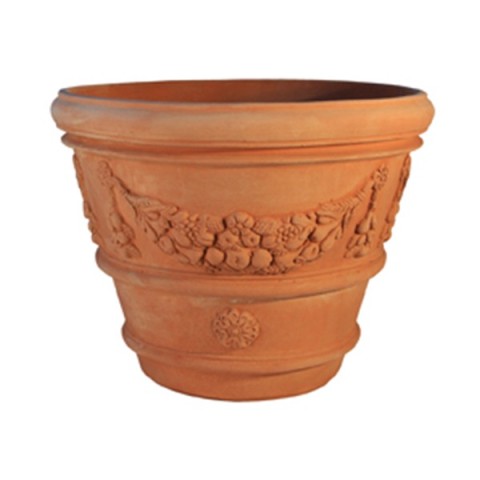 Vaso Festonato con Rosone in Terracotta d'Impruneta