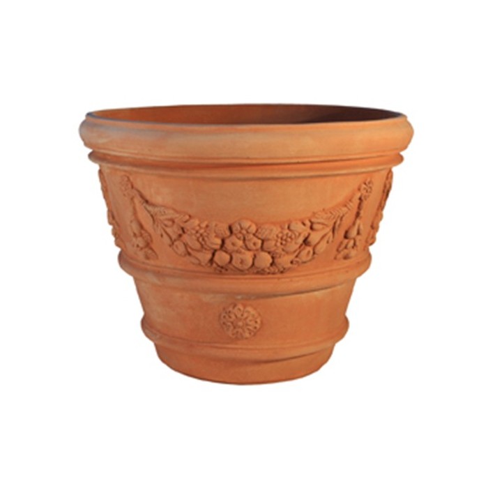 Vaso Festonato con Rosone in Terracotta d'Impruneta