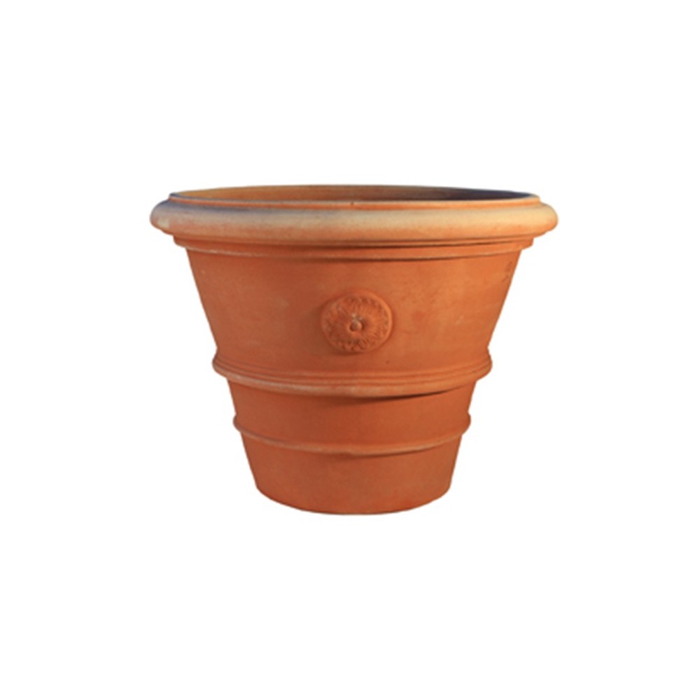 Festooned Vase with Rosetta in Impruneta Terracotta