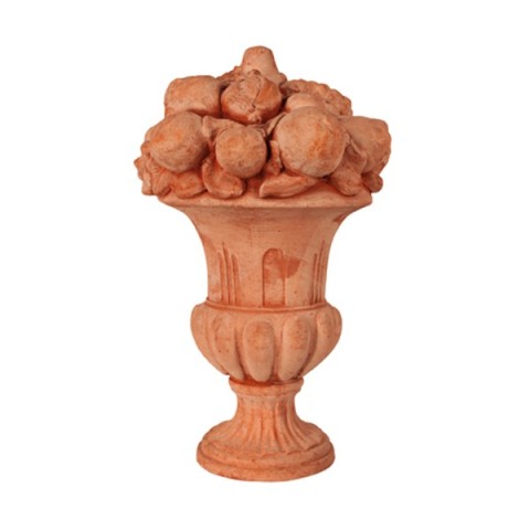 Vaso a Calice con Frutta in Terracotta