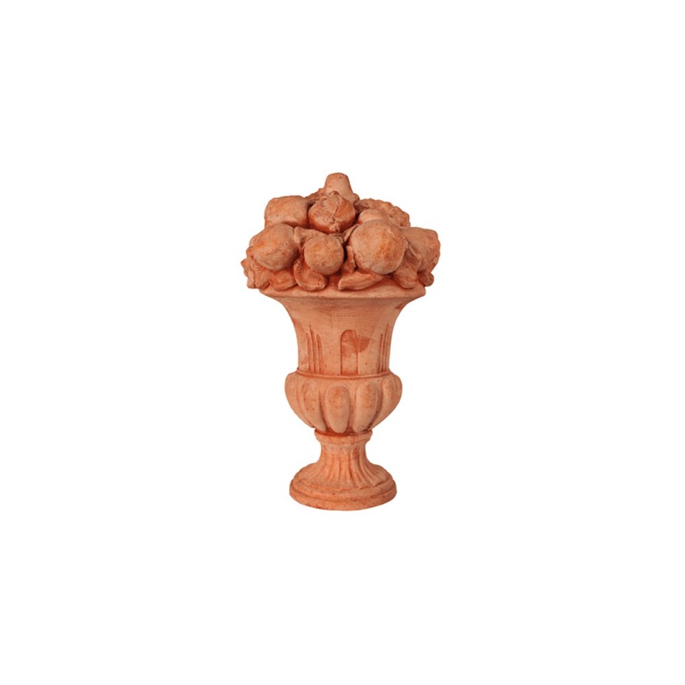 Vaso a Calice con Frutta in Terracotta