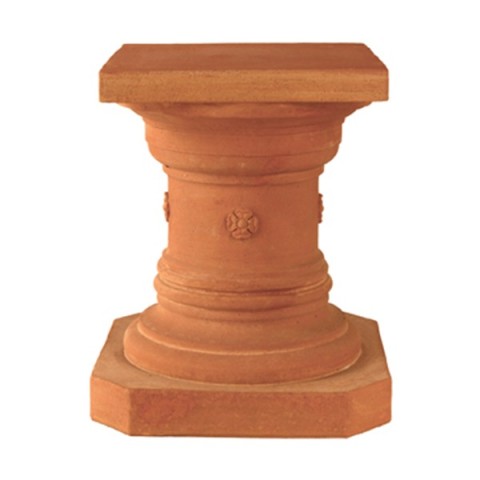 Colonna Decorata Bassa con Rosetta in Terracotta