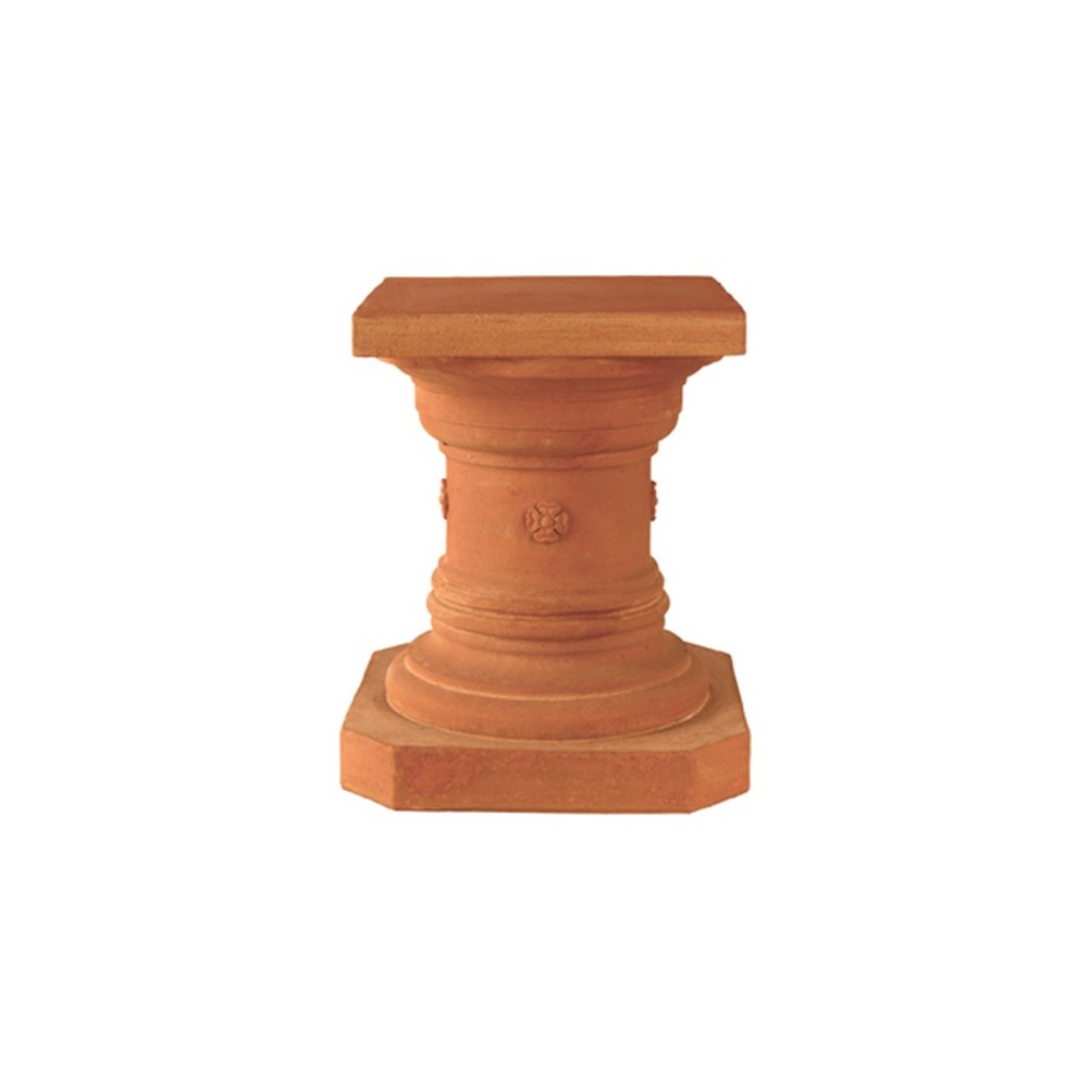 Colonna Decorata Bassa con Rosetta in Terracotta