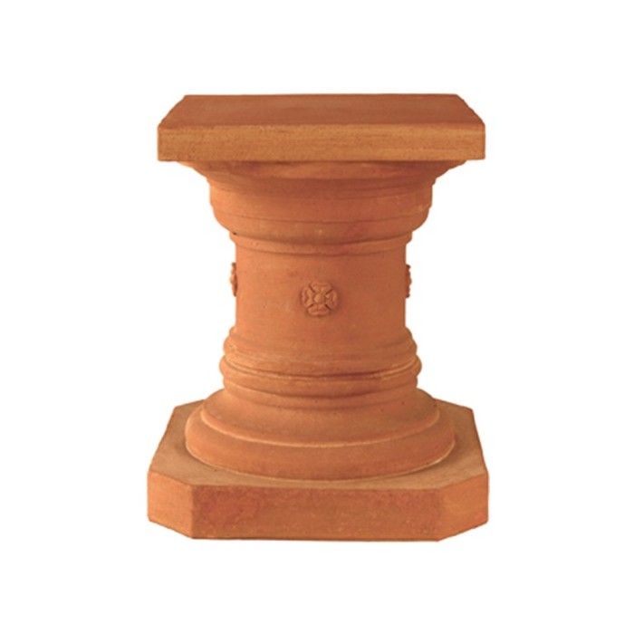 Colonna Decorata Bassa con Rosetta in Terracotta
