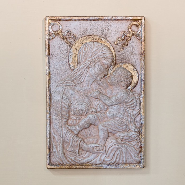 Madonna del Sansovino Simil Travertino e Oro in Ceramica