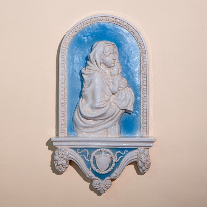 Madonna della Strada del Ferruzzi : Base Lavorata Smaltata Colorata in Ceramica