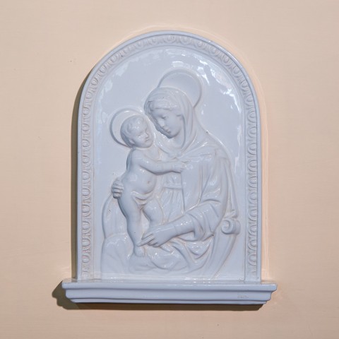 Madonna con Bambino Smaltata in Ceramica