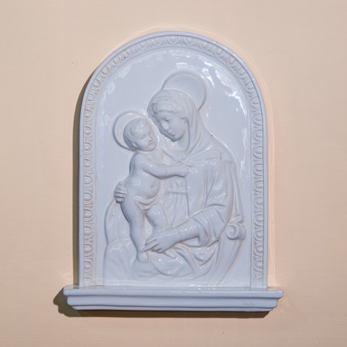 Madonna con Bambino Smaltata in Ceramica