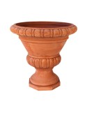 Vaso a Calice Baccellato con Base Ottagonale in Terracotta