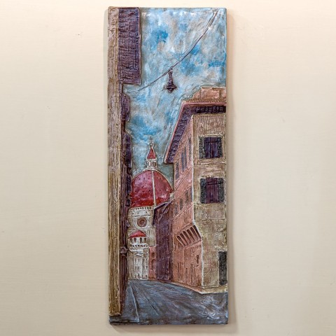 Scorcio di Firenze Patinato Colorato in Ceramica