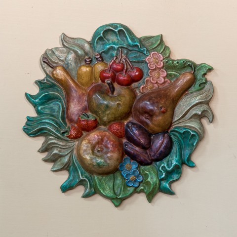 Colored Patinated Ceramic Fruit Panel