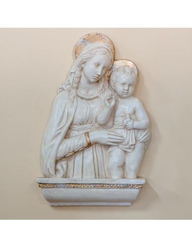 Madonna con Bambino Patinata e Oro in Ceramica