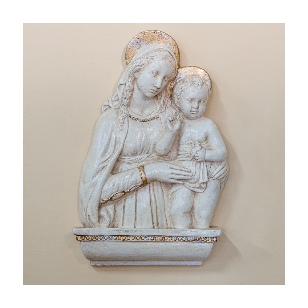 Madonna con Bambino Patinata e Oro in Ceramica
