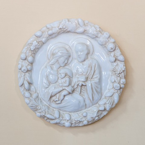 Sacra Famiglia Robbiana Smaltata in Ceramica
