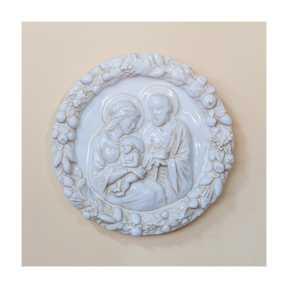Sacra Famiglia Robbiana Smaltata in Ceramica