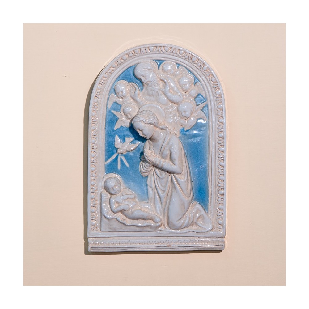 L'adorazione di Luca della Robbia Smaltata Colorata in Ceramica