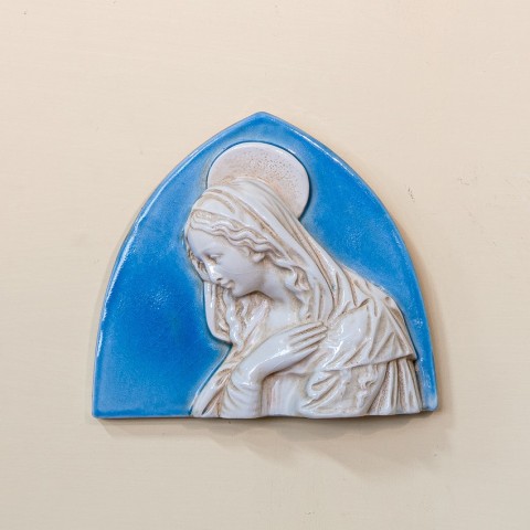 Madonna Piccola Smaltata Colorata in Ceramica