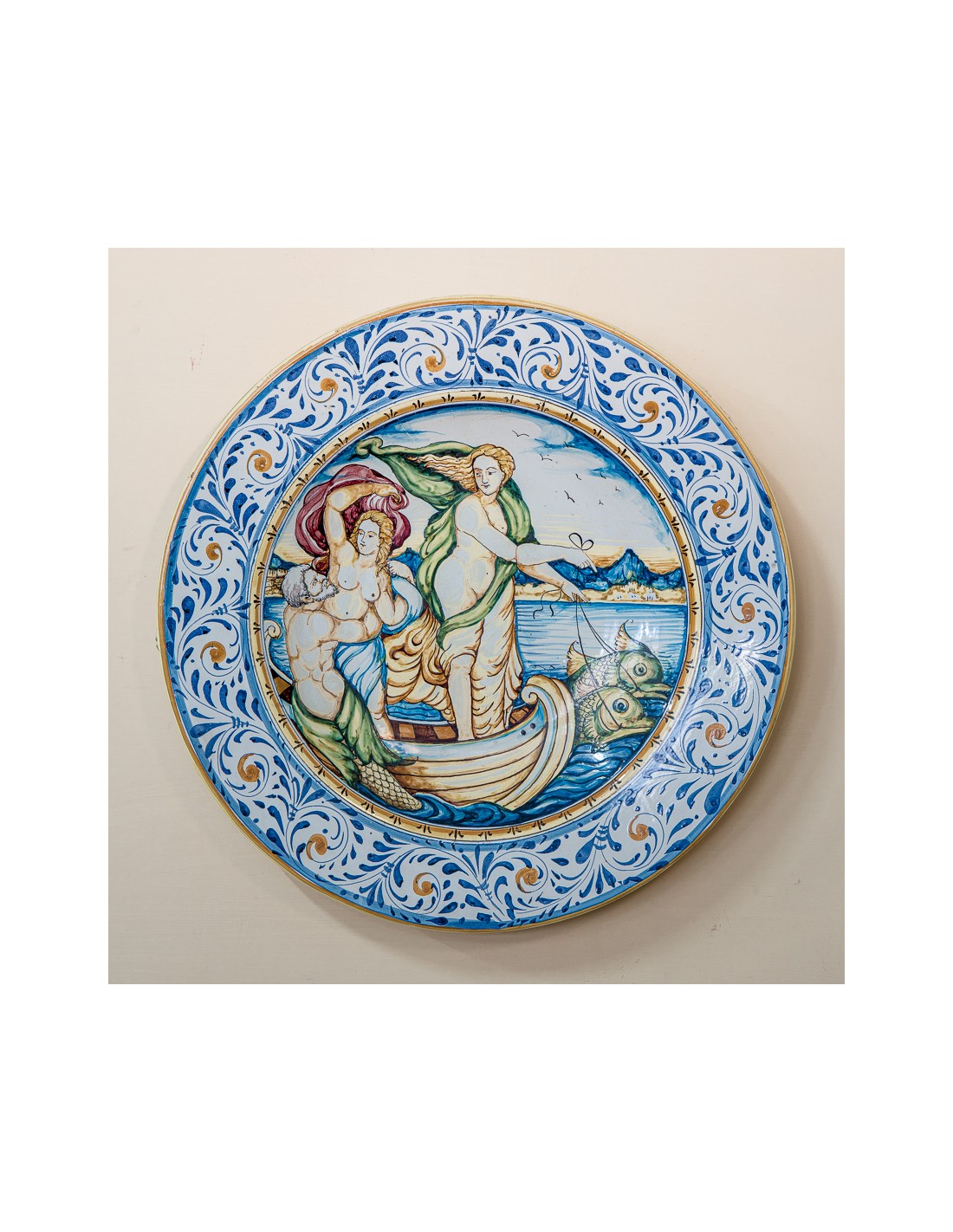 Piatto il trionfo di Galatea smaltato colorato in ceramica, shop online !