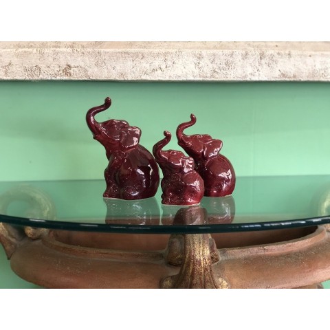 Elefante Smaltato in Ceramica Rosso