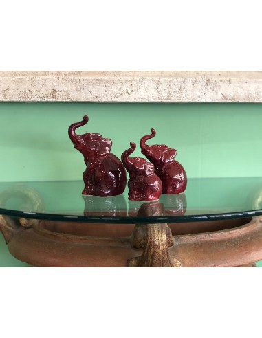 Elefante Smaltato in Ceramica Rosso