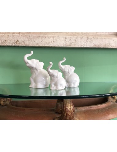 Elefante Smaltato in Ceramica Bianco
