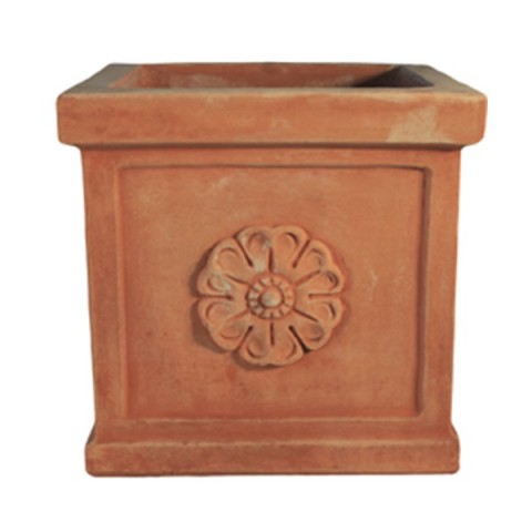 Cubo con Rosetta in Terracotta