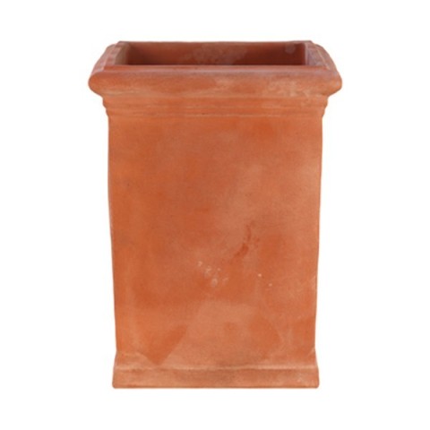 Vaso quadrato alto liscio in terracotta d'Impruneta