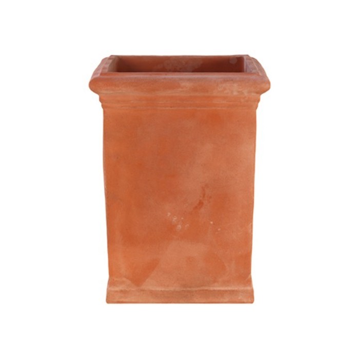 Vaso quadrato alto liscio in terracotta d'Impruneta