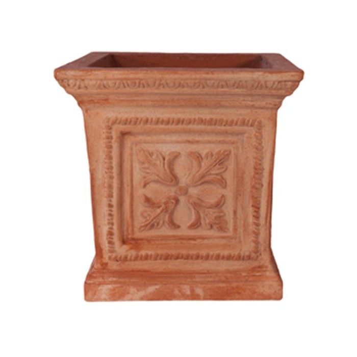 Vaso quadrato lavorato in terracotta | Terrecotte Cestenoli