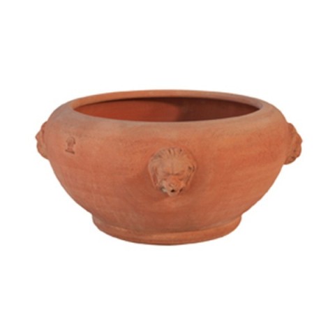 Ciotole con maschere di leone a tornio in terracotta | Terrecotte Cestenoli