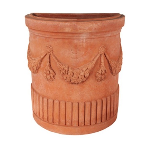 Vaso a parete festonato in terra D'impruneta