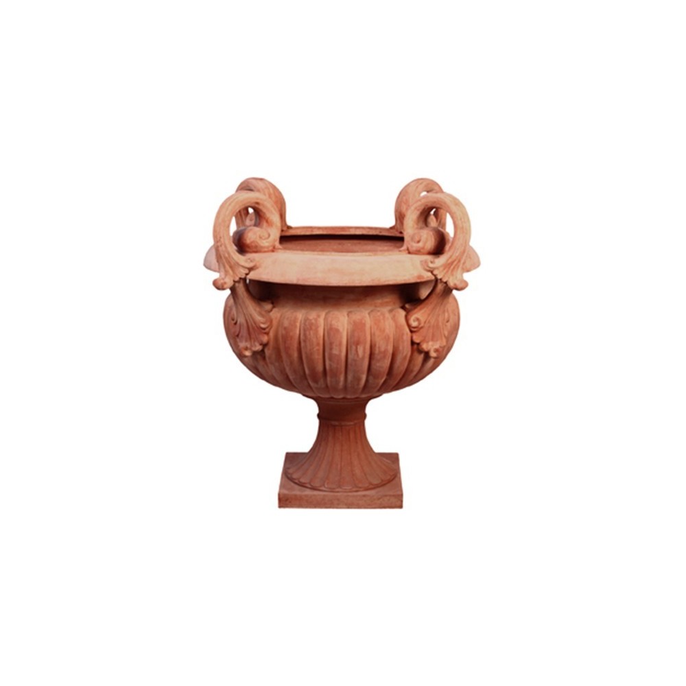Vaso a calice con manici con piede alto in terracotta d'Impruneta
