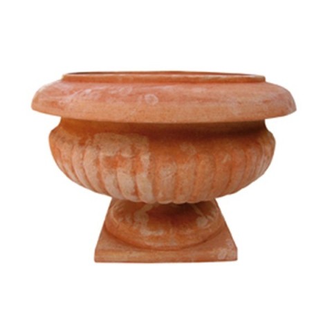 Vaso a calice lavorato in terracotta | Terrecotte Cestenoli