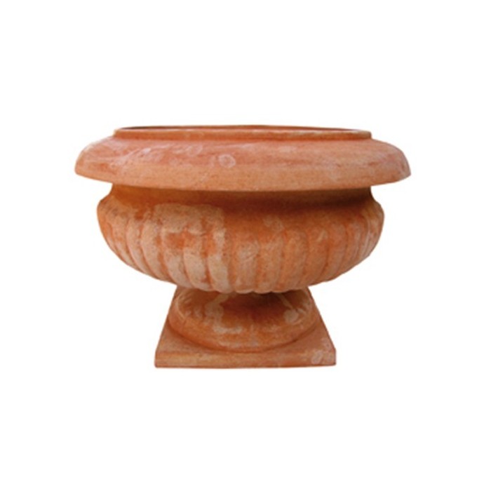 Vaso a calice lavorato in terracotta | Terrecotte Cestenoli