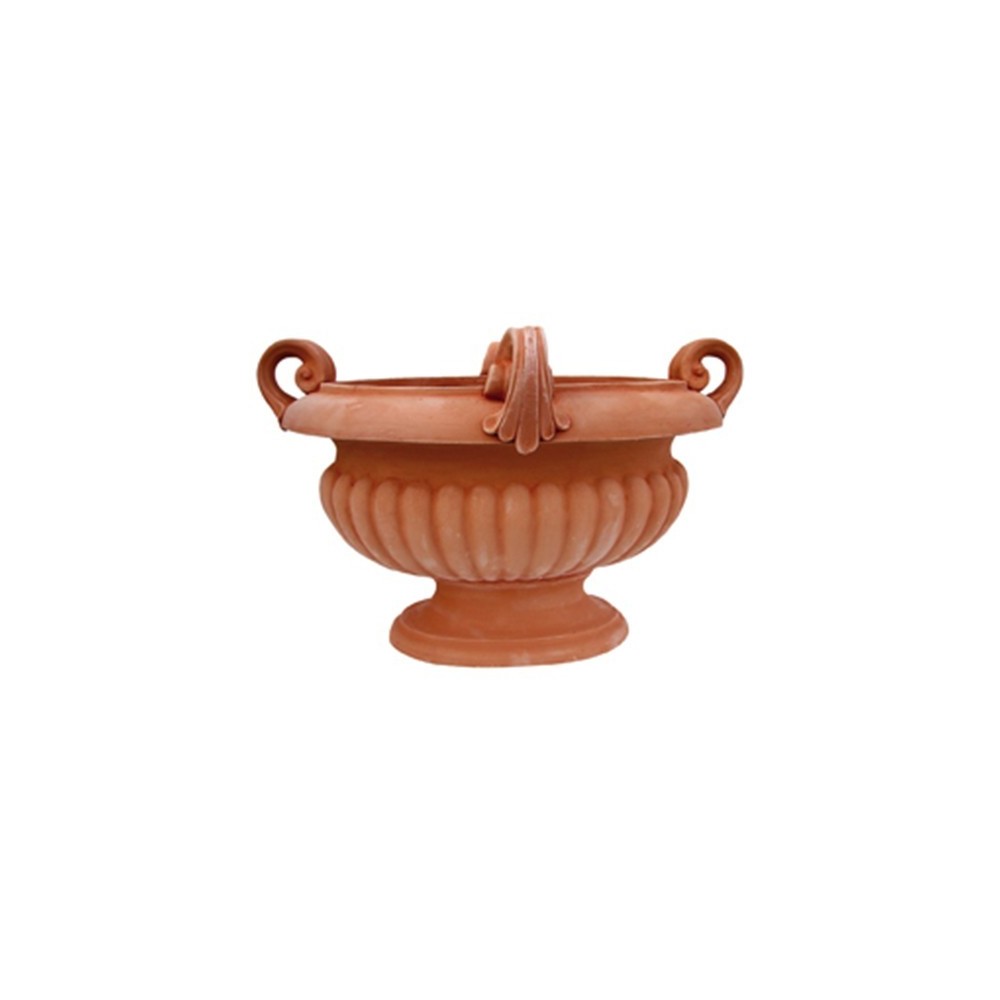 Vaso a calice ovale con manici in terracotta