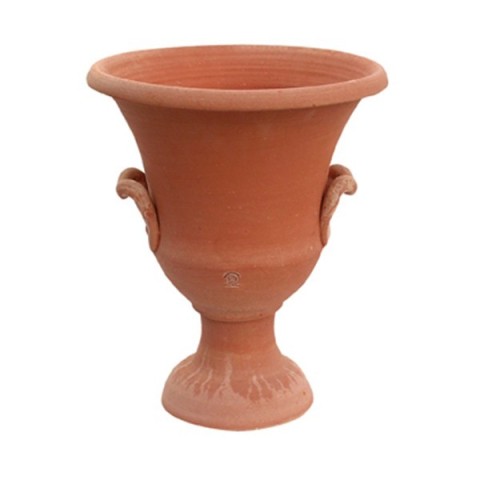 Vaso a calice con manici a tornio in terracotta | Terrecotte Cestenoli