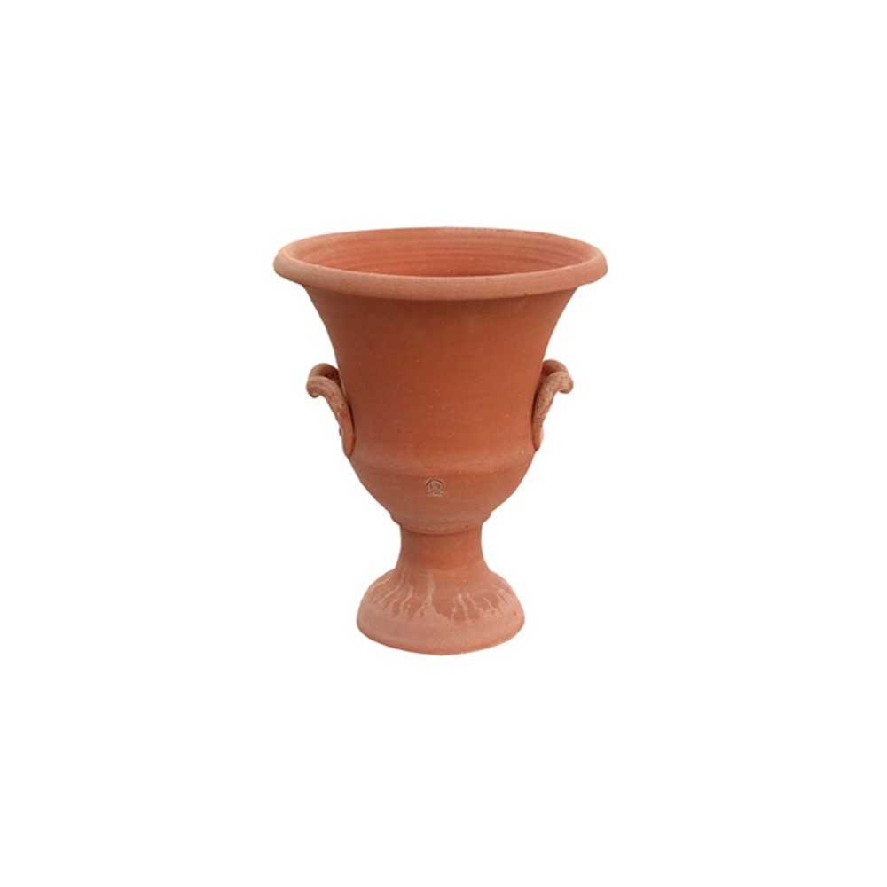 Vaso a calice con manici a tornio in terracotta | Terrecotte Cestenoli
