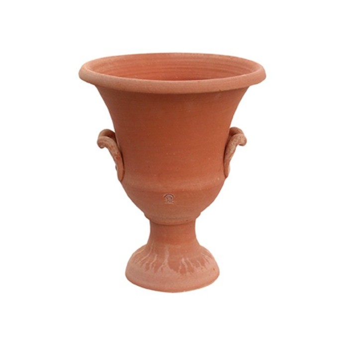 Vaso a calice liscio a tornio in terracotta