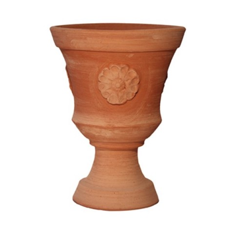 Vaso a calice con rosetta a tornio in terracotta