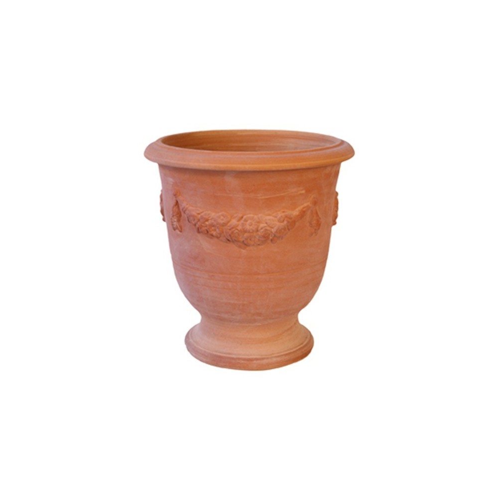 Vaso a calice festonato a tornio in terracotta | Terrecotte Cestenoli