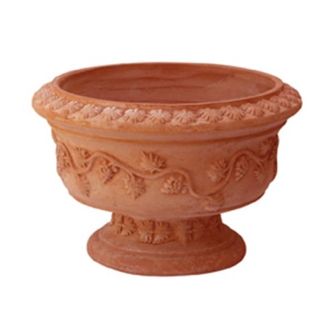 Vaso a calice lavorato in terracotta d'Impruneta